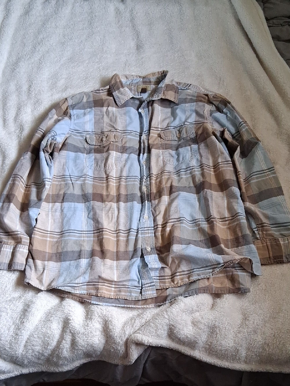Sonoma Blue and Brown Plaid Men's Dress Shirt